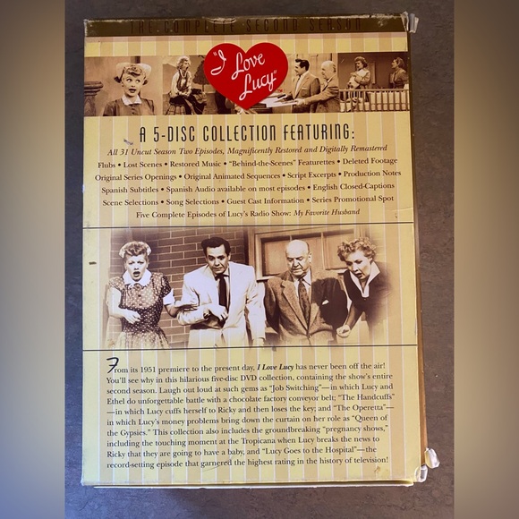 🛍️3 for $25🛍️ I Love Lucy Season 2 DVD - Picture 2 of 2
